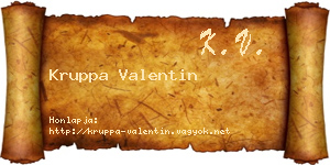 Kruppa Valentin névjegykártya